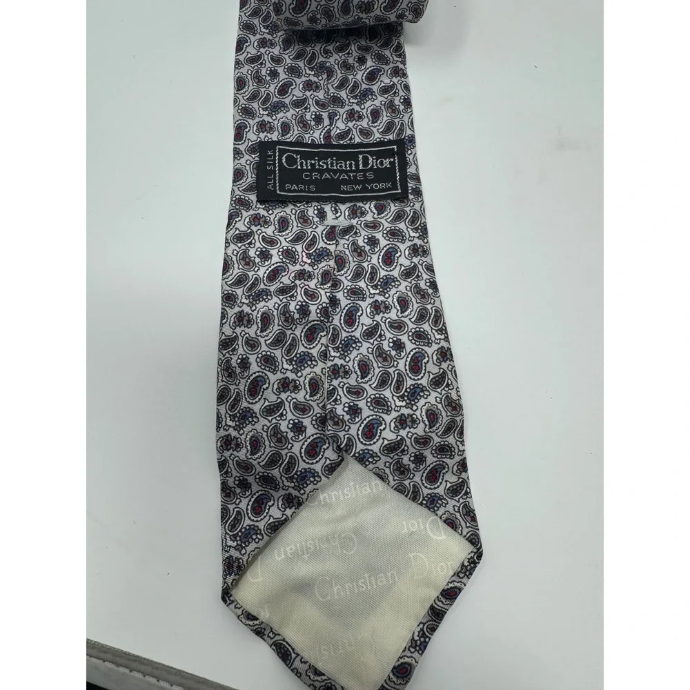 Christian Dior Cravates Silk Necktie‎ Men's Paisley Pattern Elegant Designer